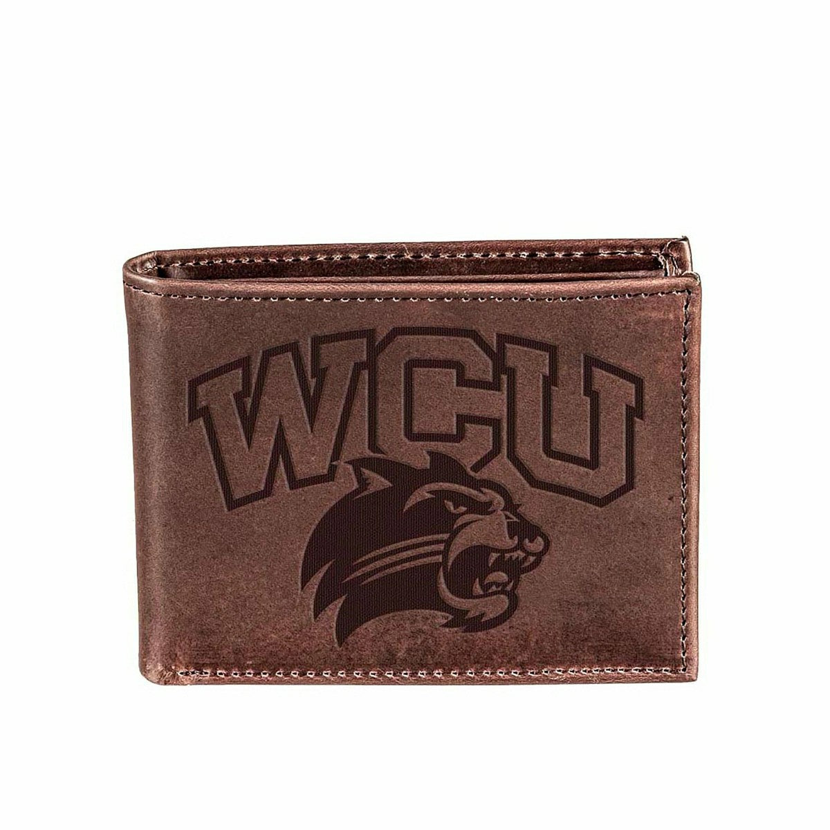 Western Carolina University, Bi-Fold Wallet, Brown, CH, 100% Genuine L