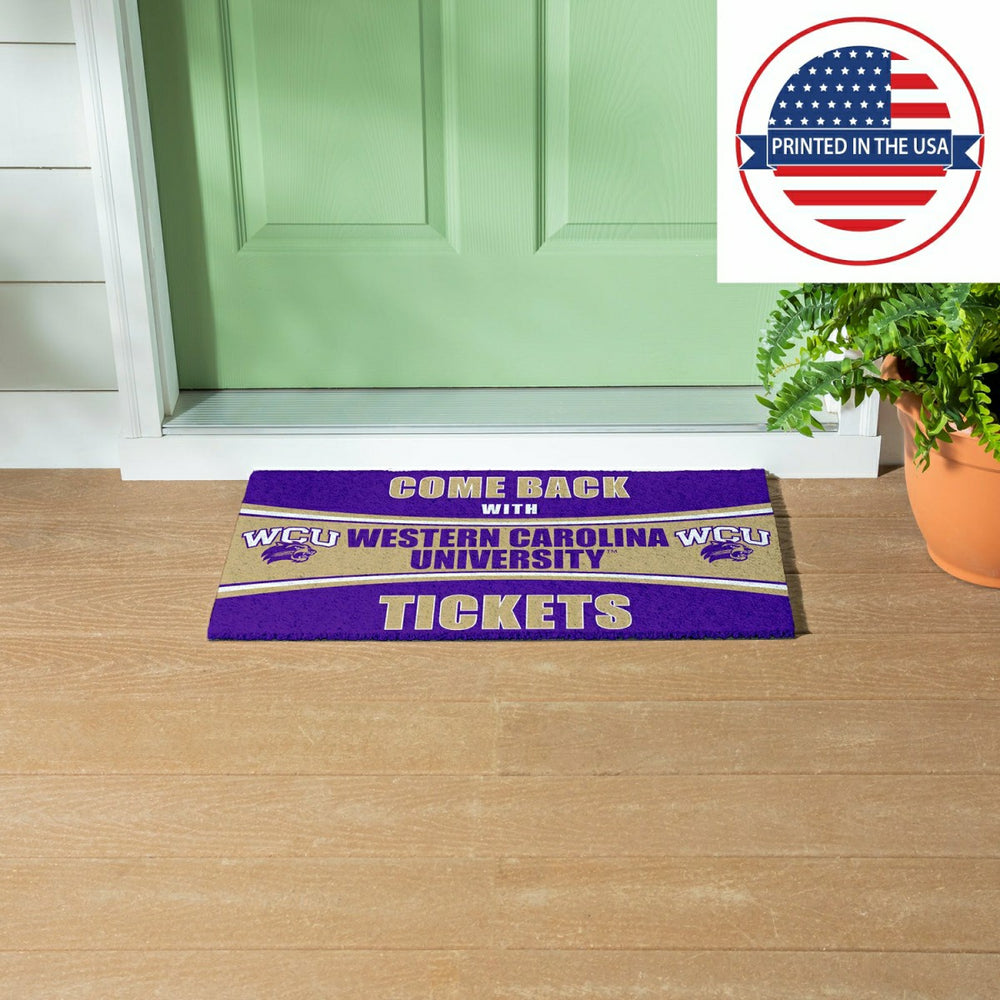 28" x 16" PVC Trapper Mat, Come Back with Tickets, Western Carolina Un