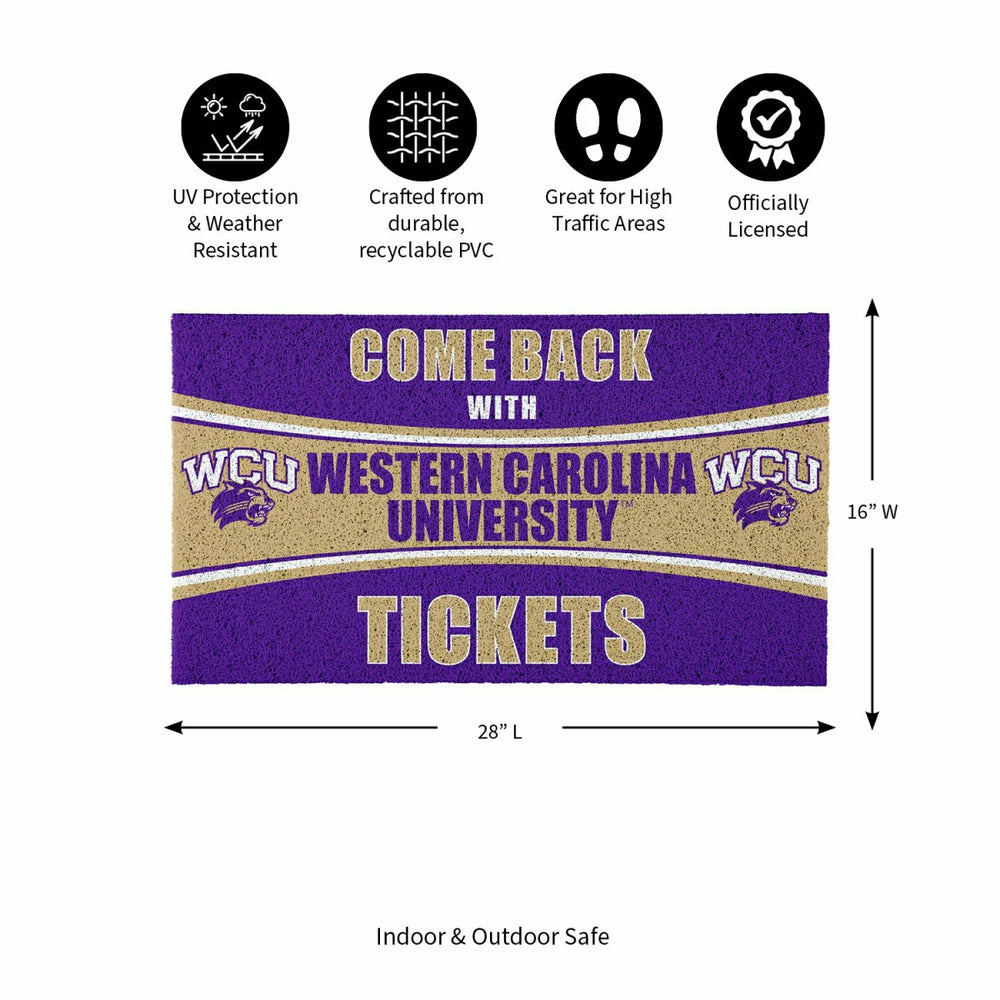28" x 16" PVC Trapper Mat, Come Back with Tickets, Western Carolina Un