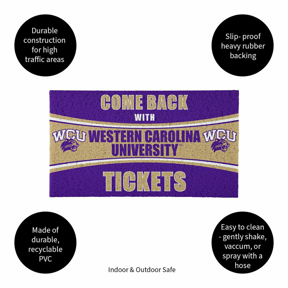 28" x 16" PVC Trapper Mat, Come Back with Tickets, Western Carolina Un
