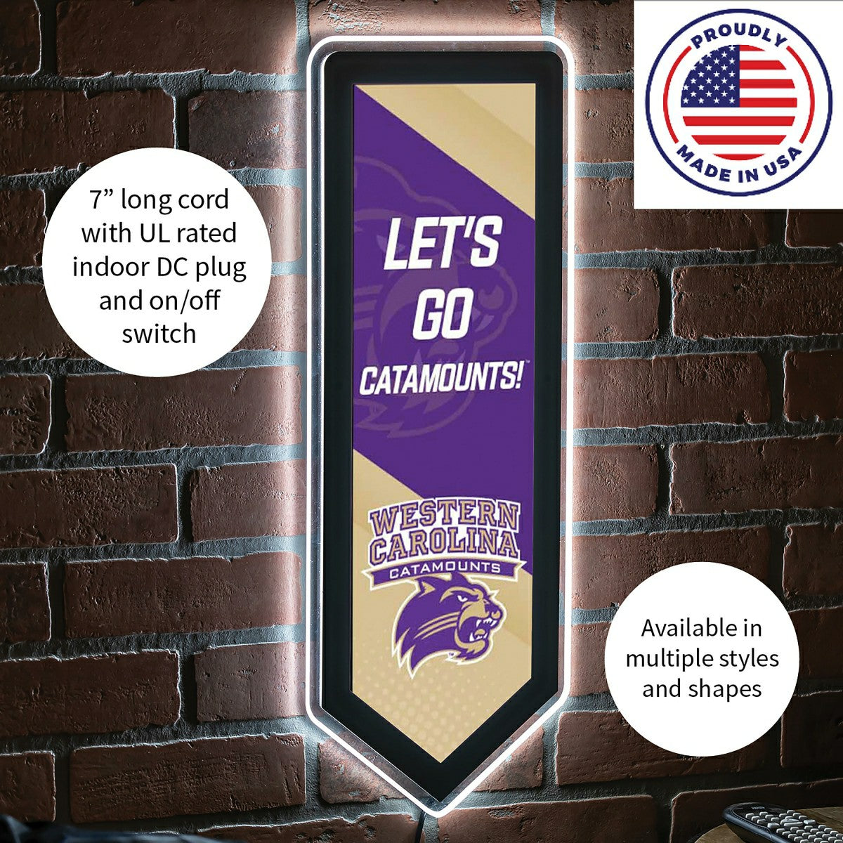 LED Wall Decor, Pennant, Western Carolina University