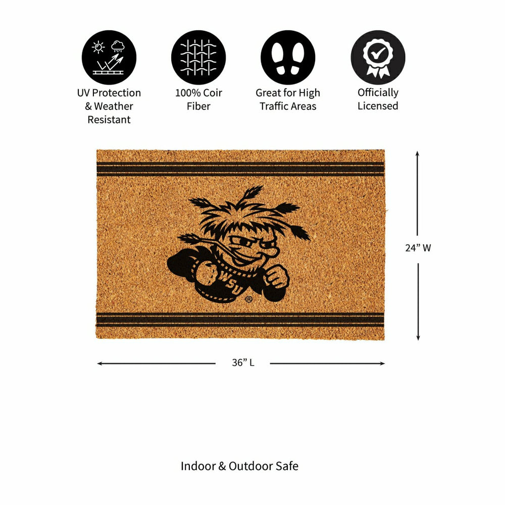 Wichita State University Large One Color Coir Mat, 36"x24"