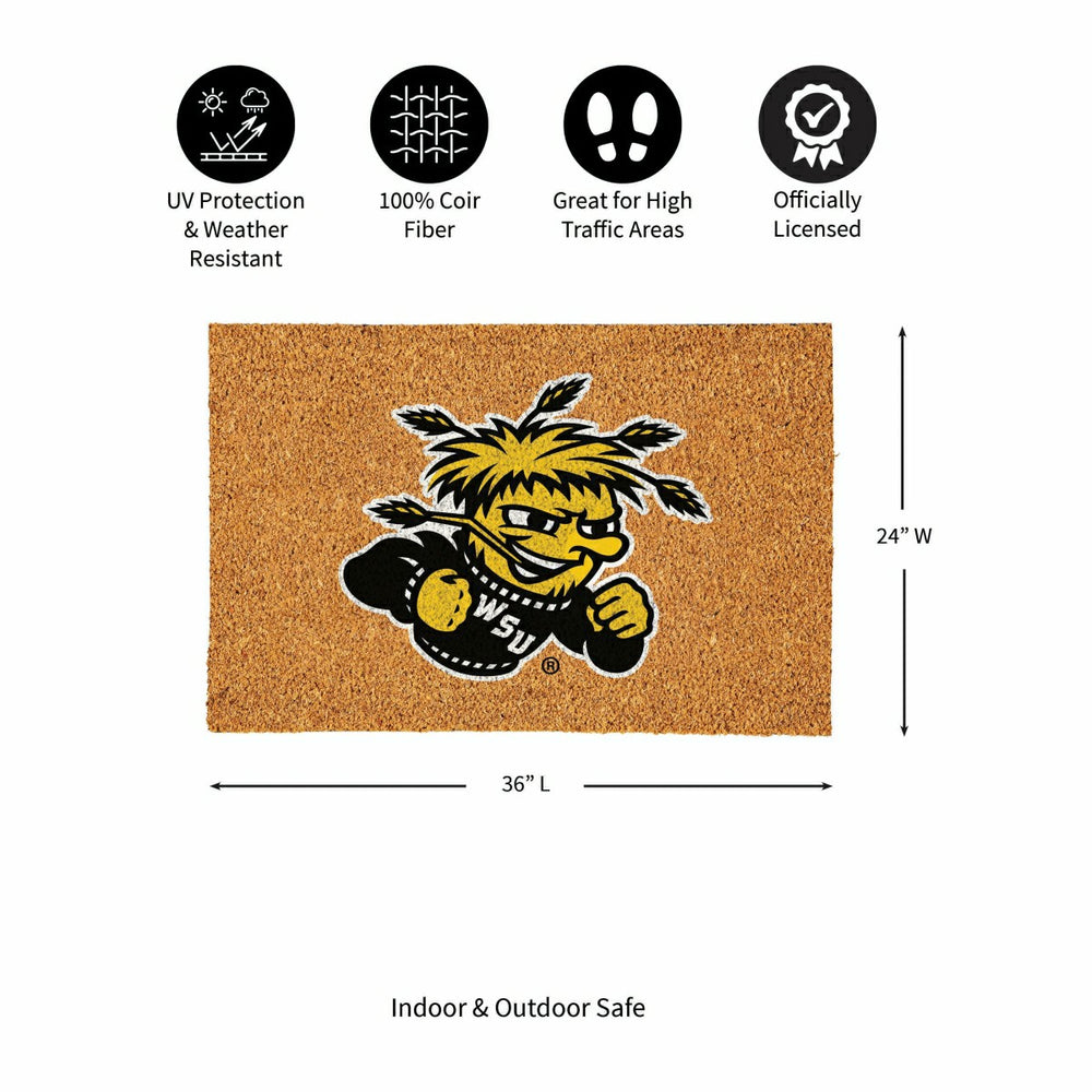 Wichita State University Large Full Color Coir Mat, 36"x24"
