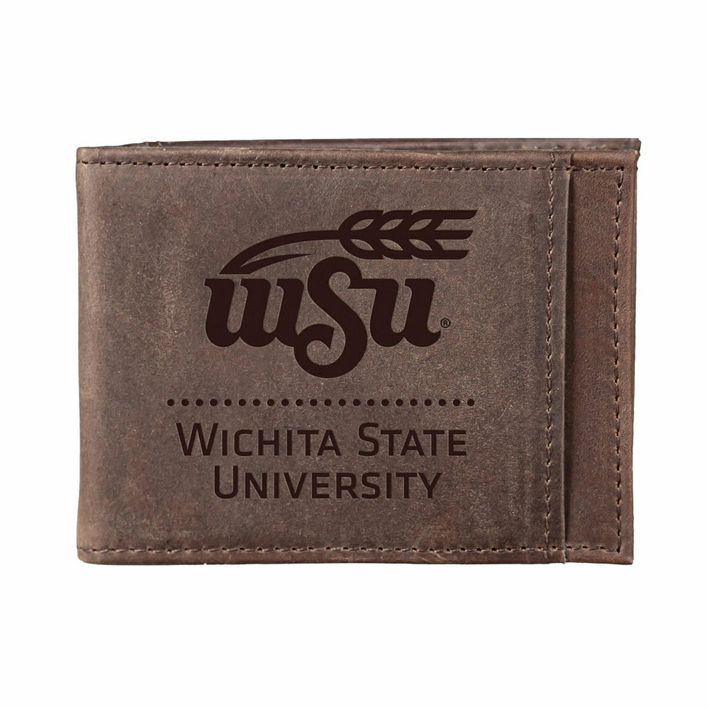 Front Pocket Wallet w/ RFID Blocking, Wichita State, Brown