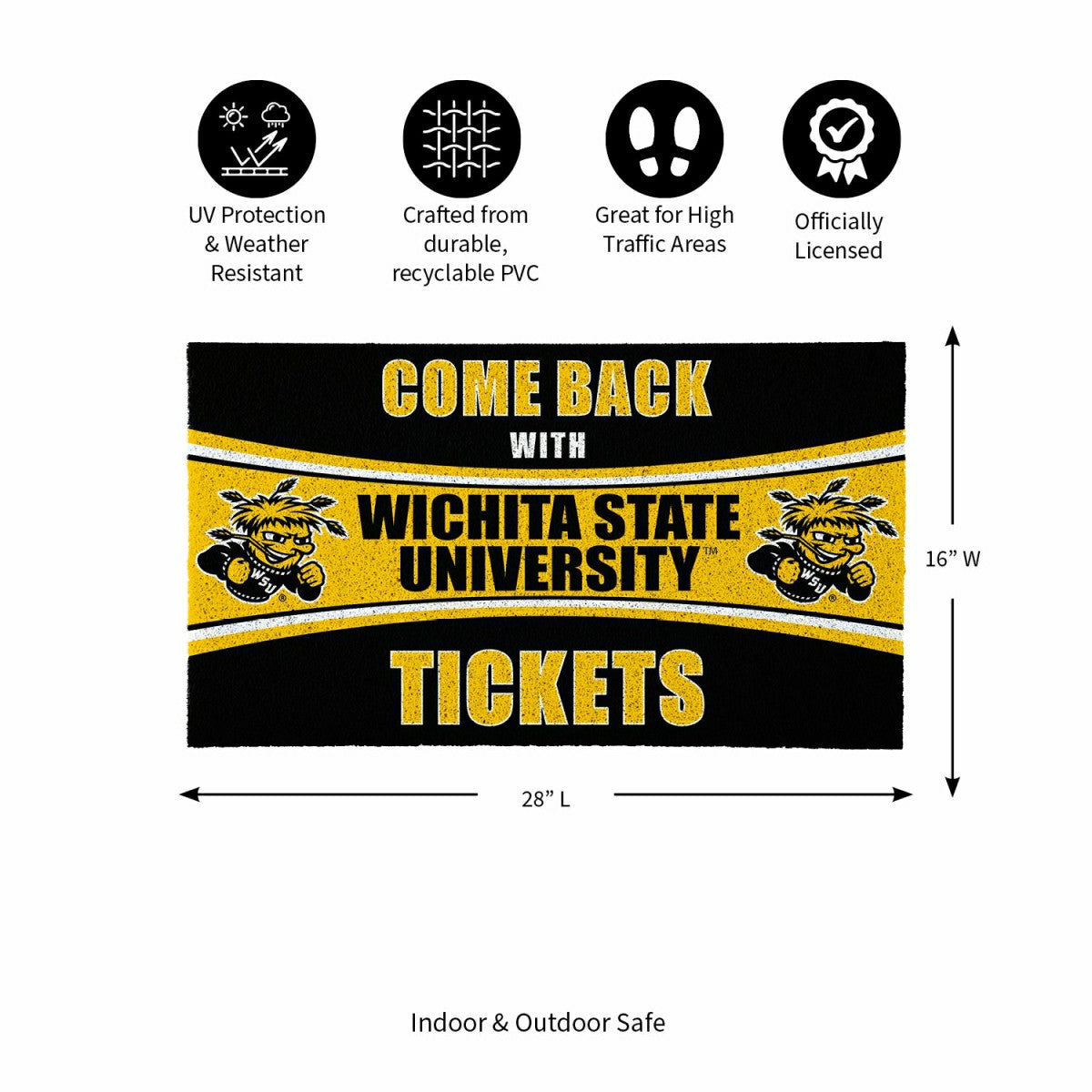 28" x 16" PVC Trapper Mat, Come Back with Tickets, Wichita State Unive