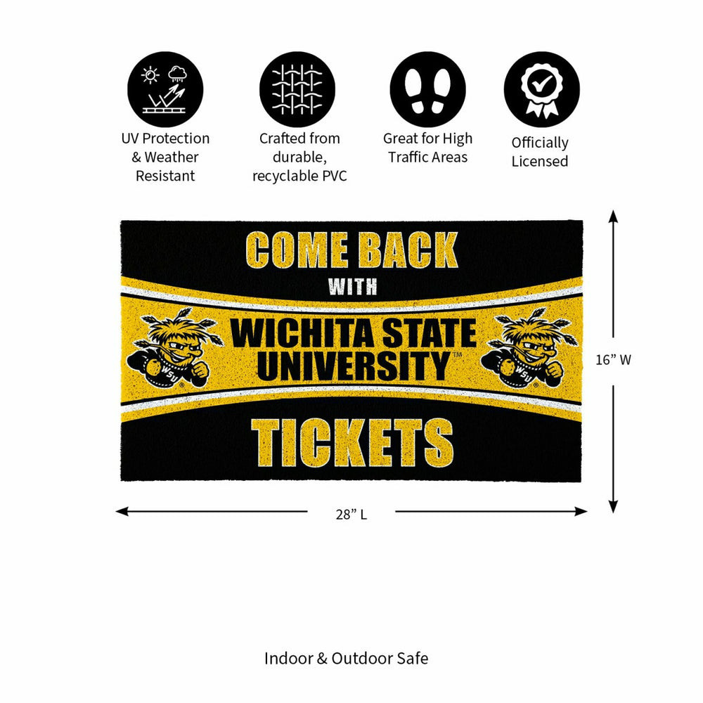 28" x 16" PVC Trapper Mat, Come Back with Tickets, Wichita State Unive