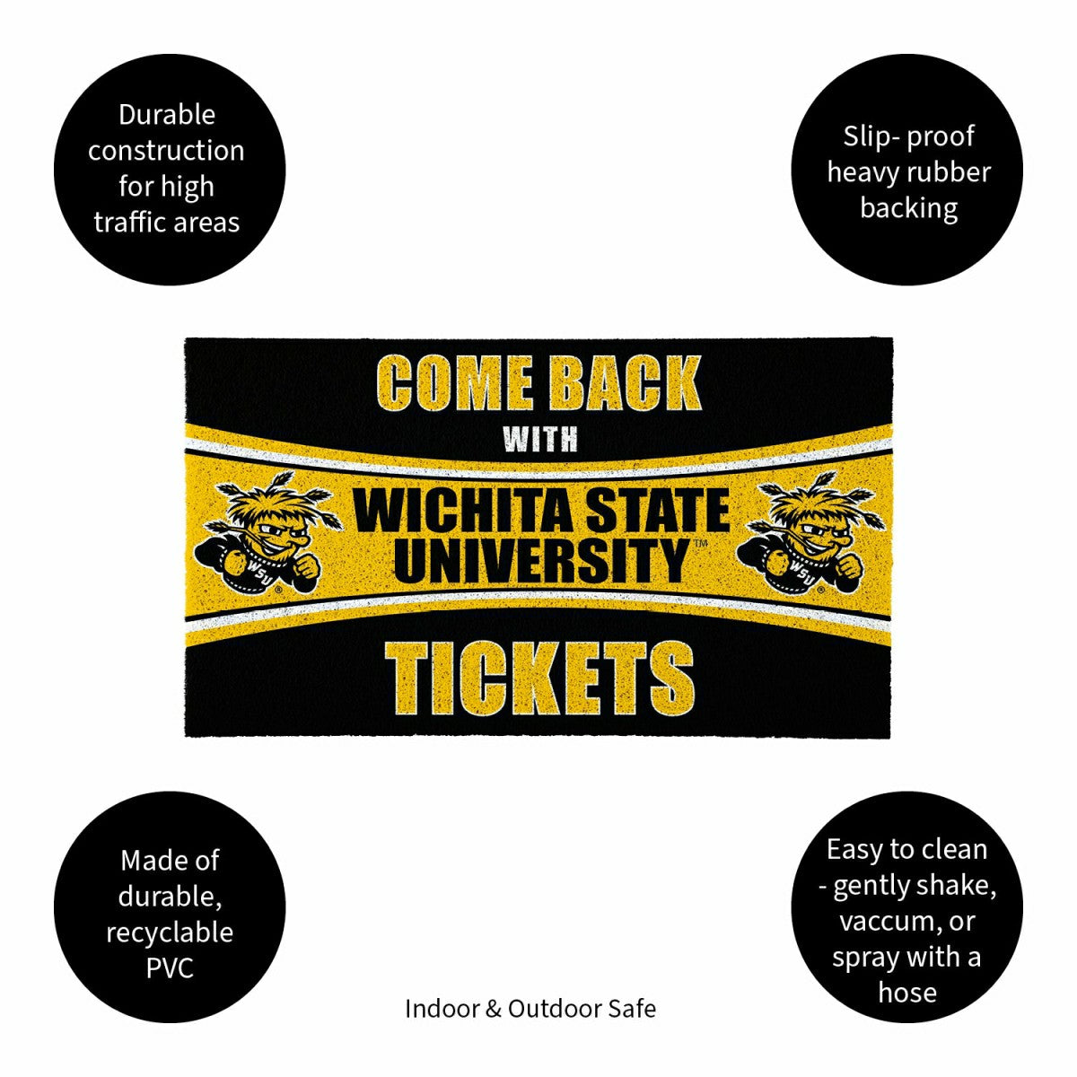 28" x 16" PVC Trapper Mat, Come Back with Tickets, Wichita State Unive
