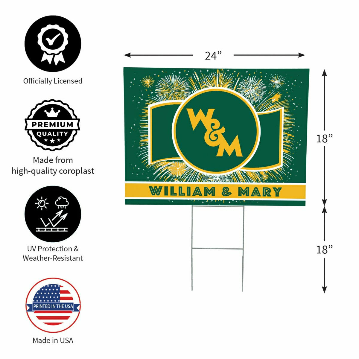William & Mary Yard Sign, Patriotic
