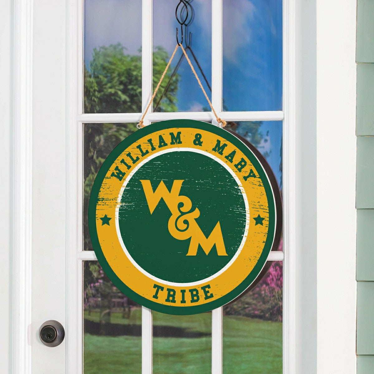William & Mary Round Door Décor with Hanging Rope, 18x18