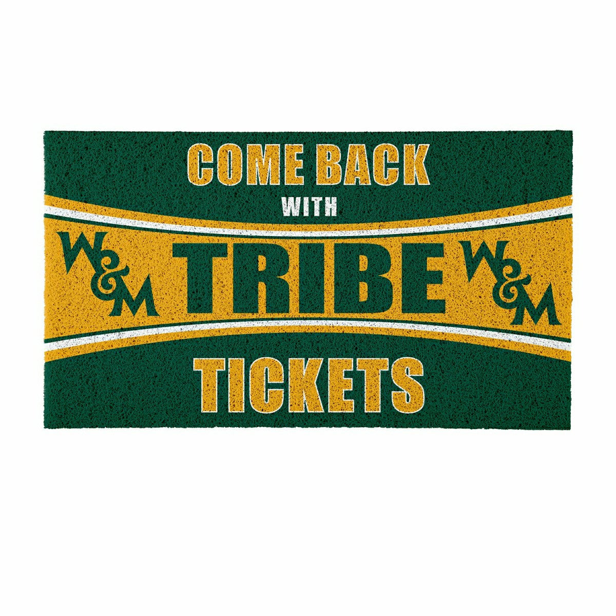 28" x 16" PVC Trapper Mat, Come Back with Tickets, William & Mary