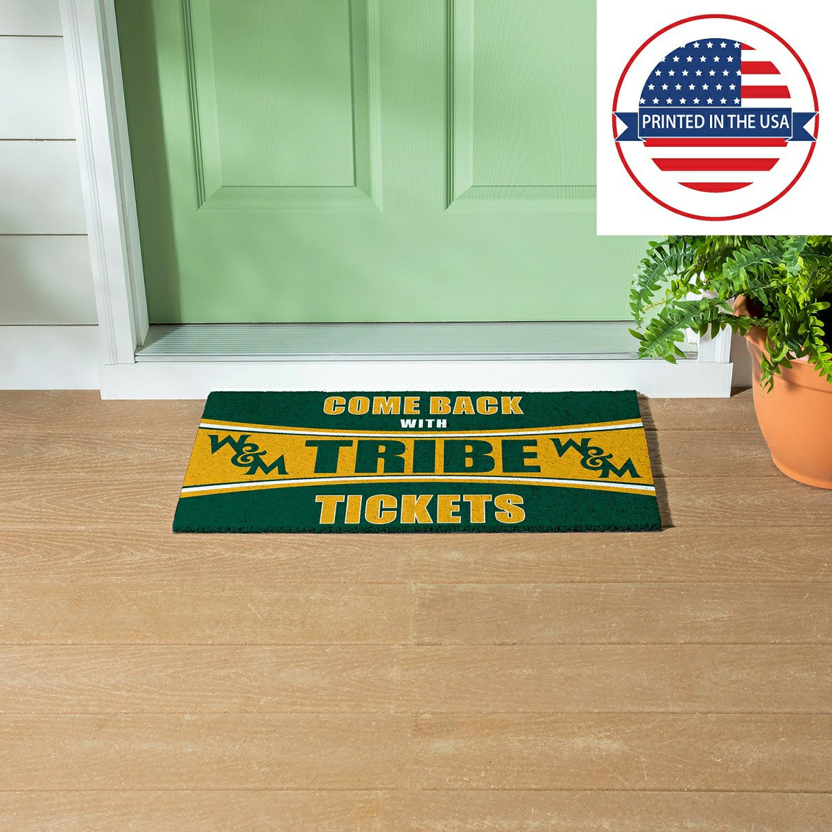28" x 16" PVC Trapper Mat, Come Back with Tickets, William & Mary