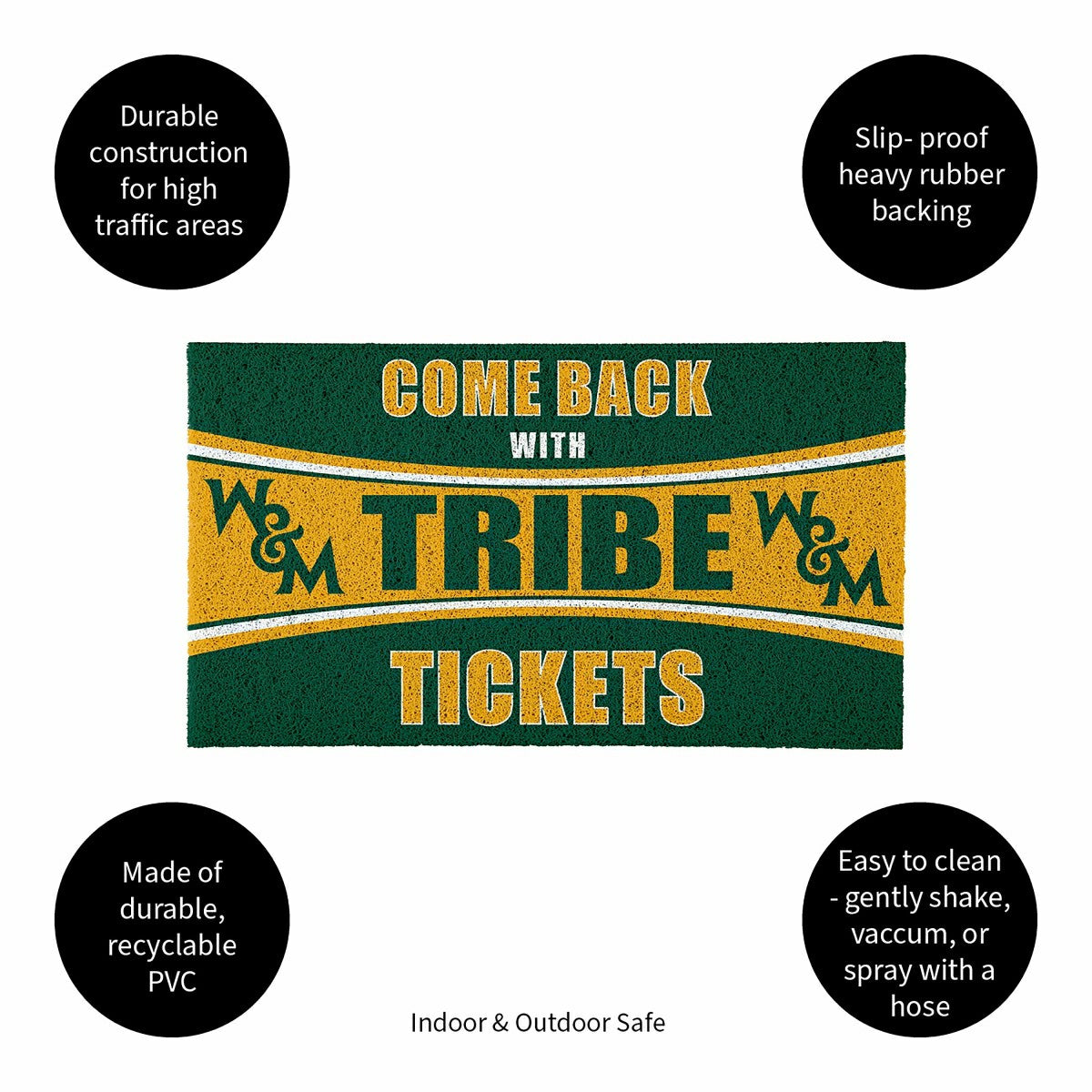 28" x 16" PVC Trapper Mat, Come Back with Tickets, William & Mary