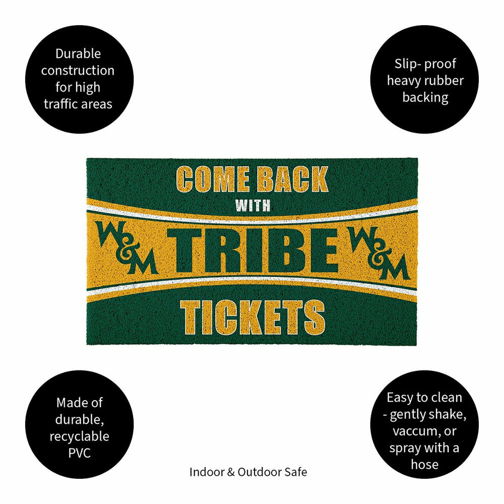 28" x 16" PVC Trapper Mat, Come Back with Tickets, William & Mary