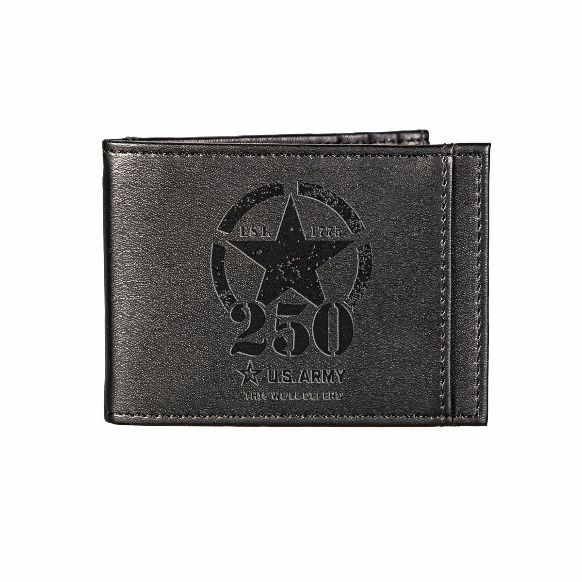 Front Pocket Wallet w/ RFID Blocking, US Army, 250th Anniversary, Blac