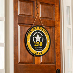 US Army, 250th Anniversary Round Door Décor with Hanging Rope, 18x18