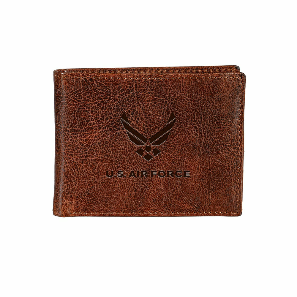 US Air Force, Embossed 100% Genuine Tumbled Leather Passcase Bi-Fold W