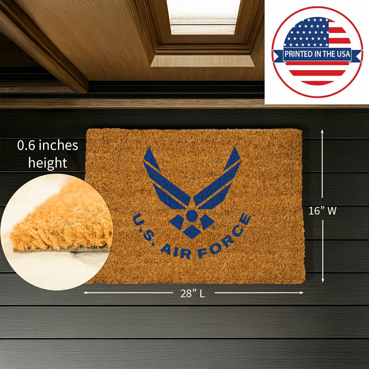 Coir Mat, 16"x28", US Air Force