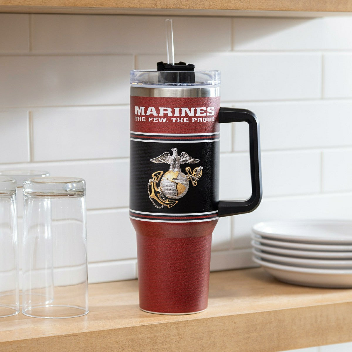 40oz Stainless Steel Canyon Cup w/ Straw, US Marine Corps