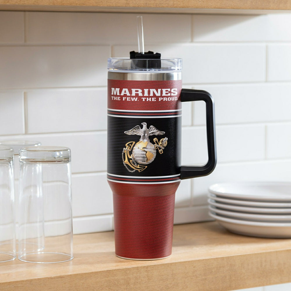 40oz Stainless Steel Canyon Cup w/ Straw, US Marine Corps