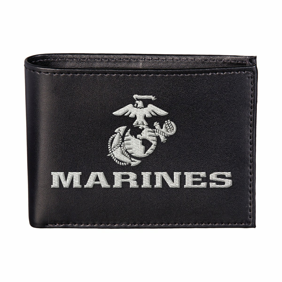 U.S. Marine Corps Black Bi-Fold Embroidered Wallet w/ RFID Blocking