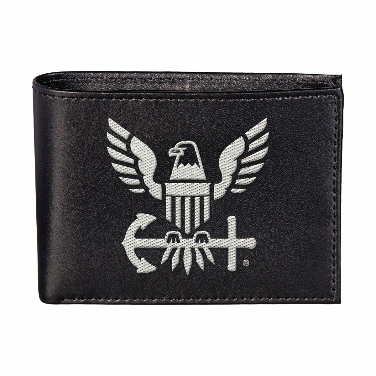 U.S. Navy Black Bi-Fold Embroidered Wallet w/ RFID Blocking