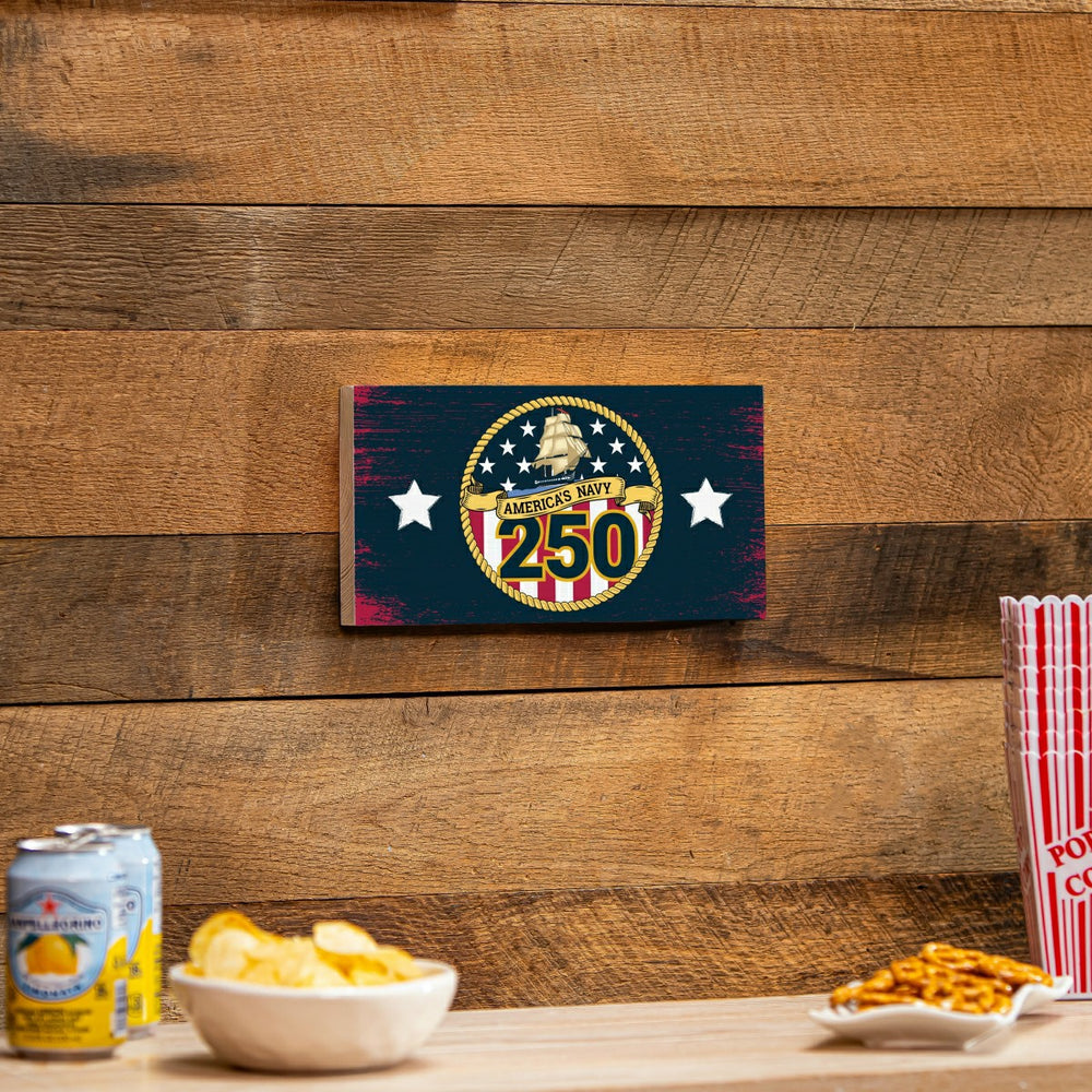 US Navy, 250th Anniversary Wood Wall Sign, 6x11