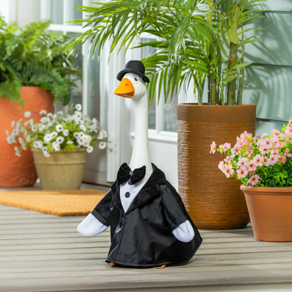 Metal Porch Goose Statue, 21"H