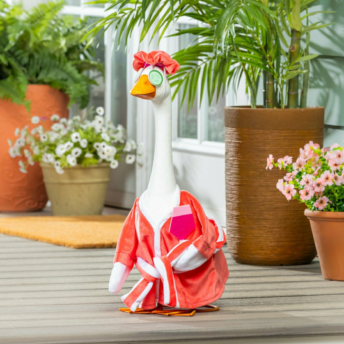 Metal Porch Goose Statue, 21"H