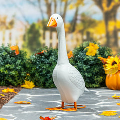 Metal Porch Goose Statue, 21"H