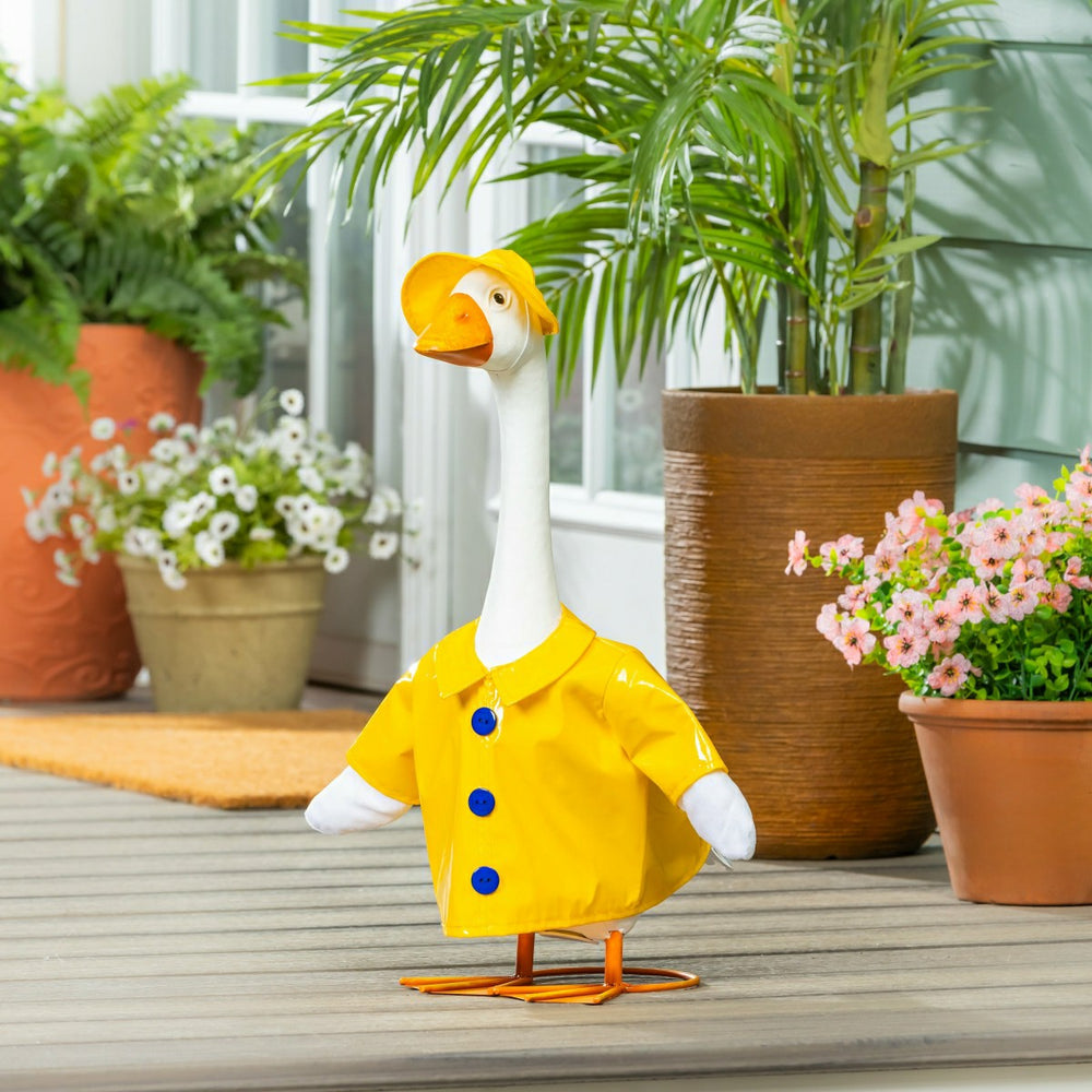 Metal Porch Goose Statue, 21"H