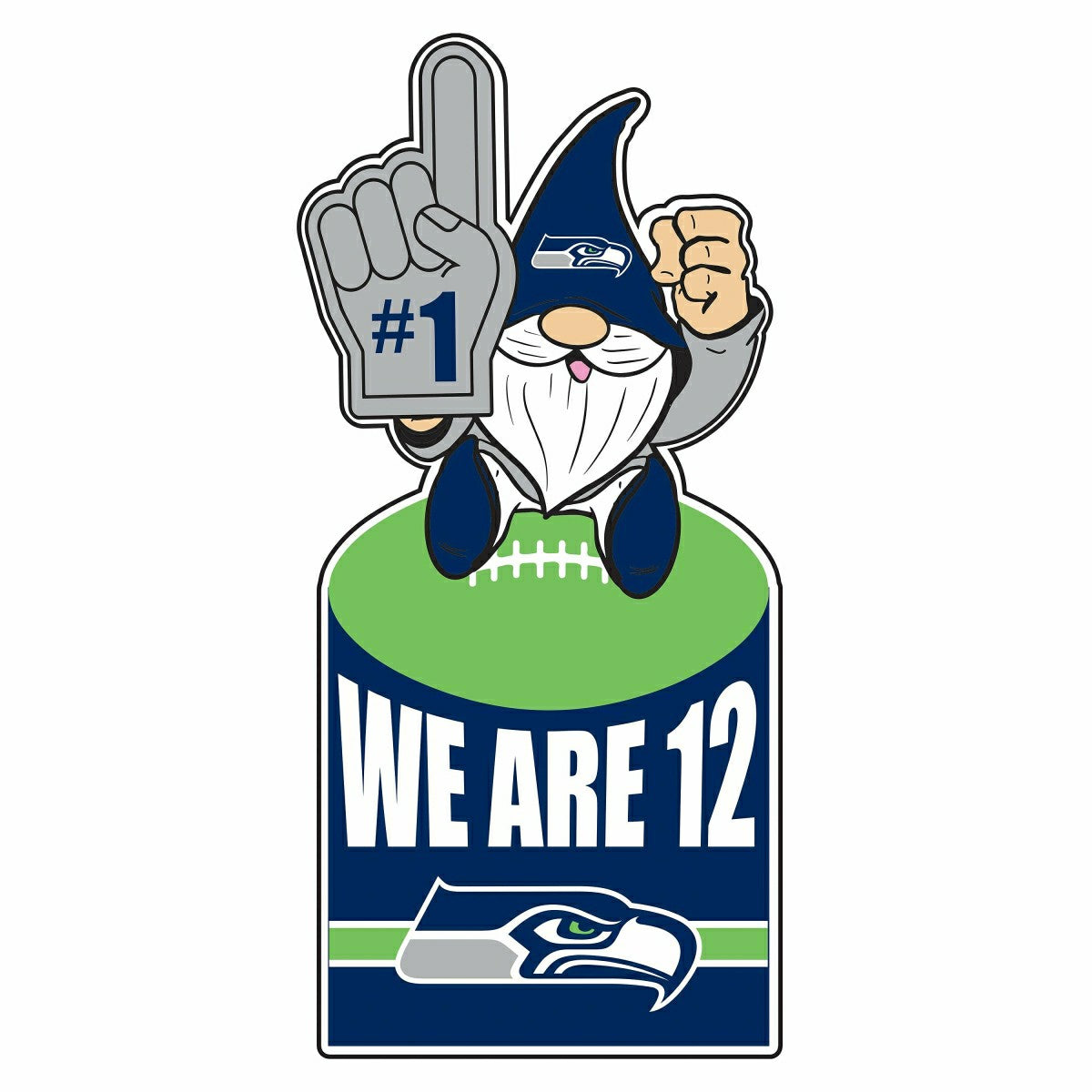 Seattle Seahawks Gnome Metal Sign 10"L x 30"H