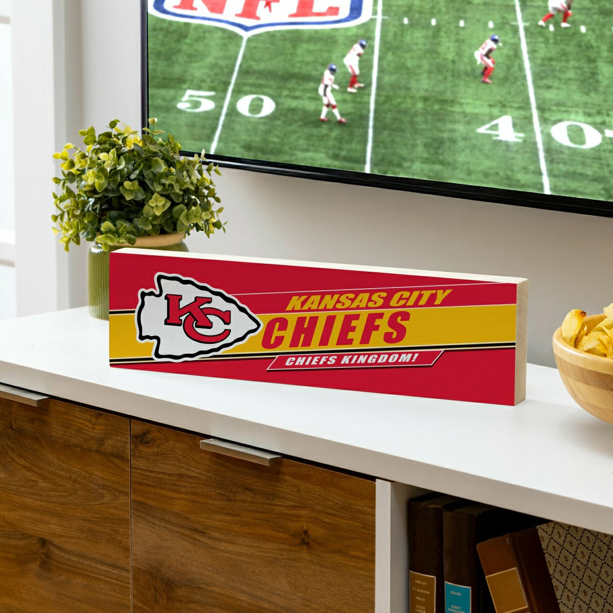 Kansas City Chiefs Mantle Sign, Down Home Fans, 5x18