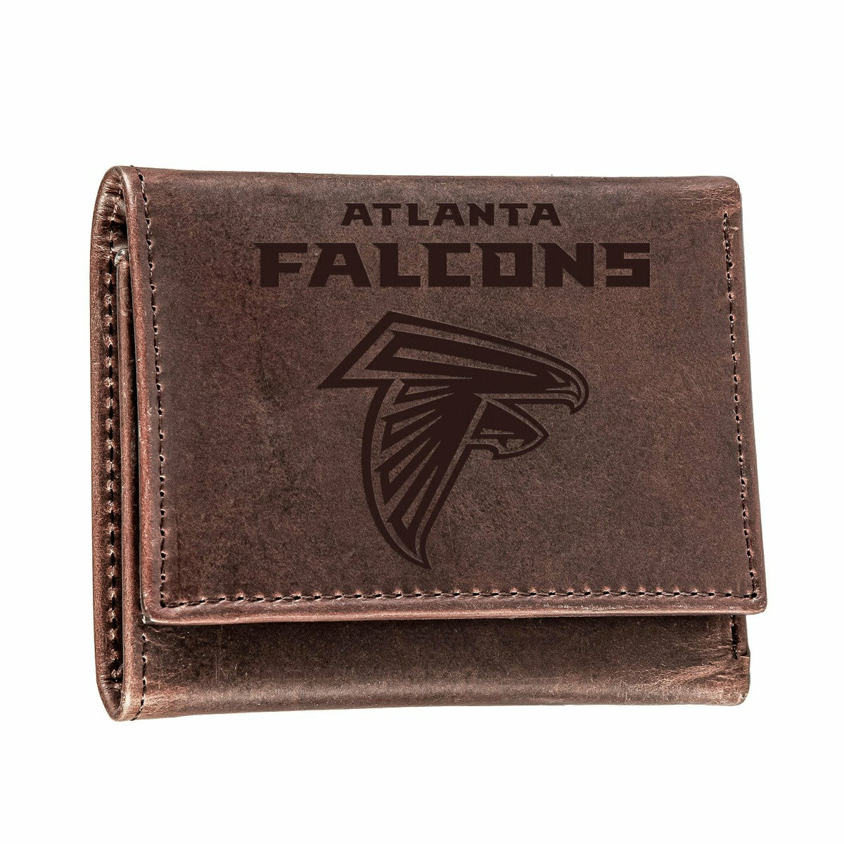 Atlanta Falcons, Tri-Fold Wallet, Brown, CH, 100% Genuine Leather