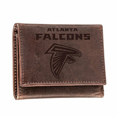 Atlanta Falcons, Tri-Fold Wallet, Brown, CH, 100% Genuine Leather