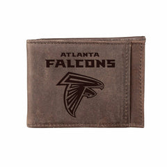 Front Pocket Wallet w/ RFID Blocking, Atlanta Falcons, Brown