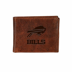 Buffalo Bills, Embossed 100% Genuine Tumbled Leather Passcase Bi-Fold