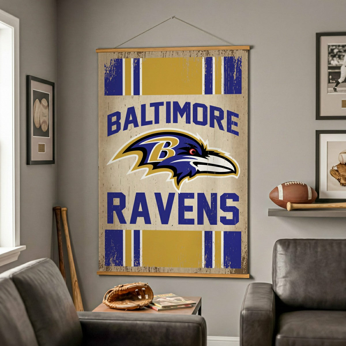 Baltimore Ravens, Canvas Wall Tapestry, Large, 54x36