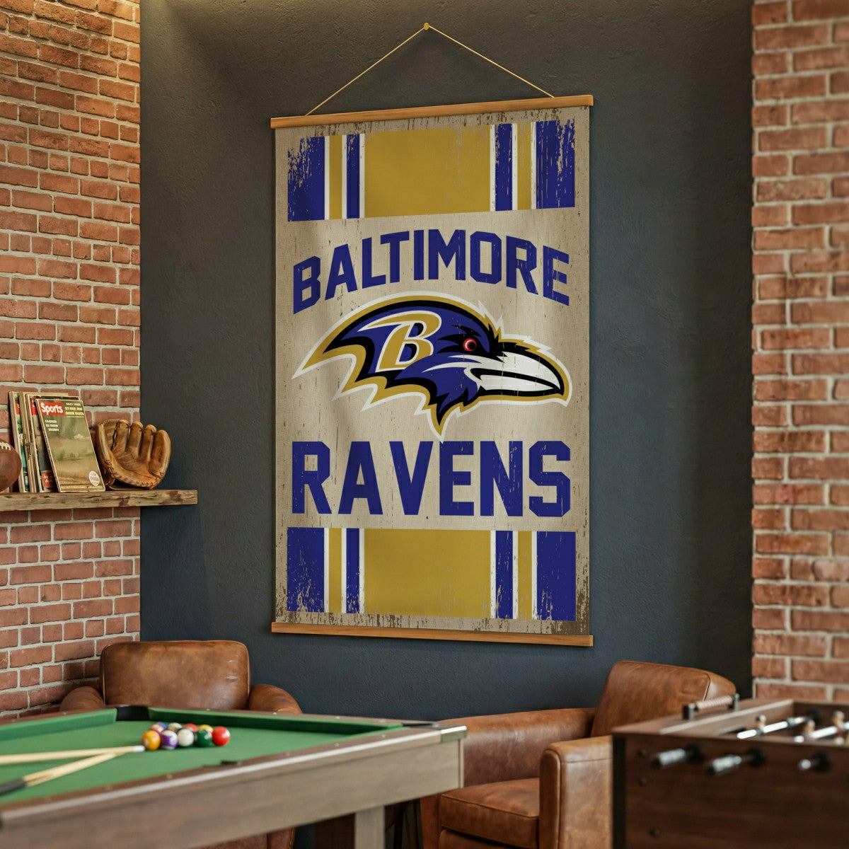 Baltimore Ravens, Canvas Wall Tapestry, Large, 54x36