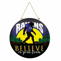 Baltimore Ravens Bigfoot Round Door Décor with Hanging Rope, 18x18