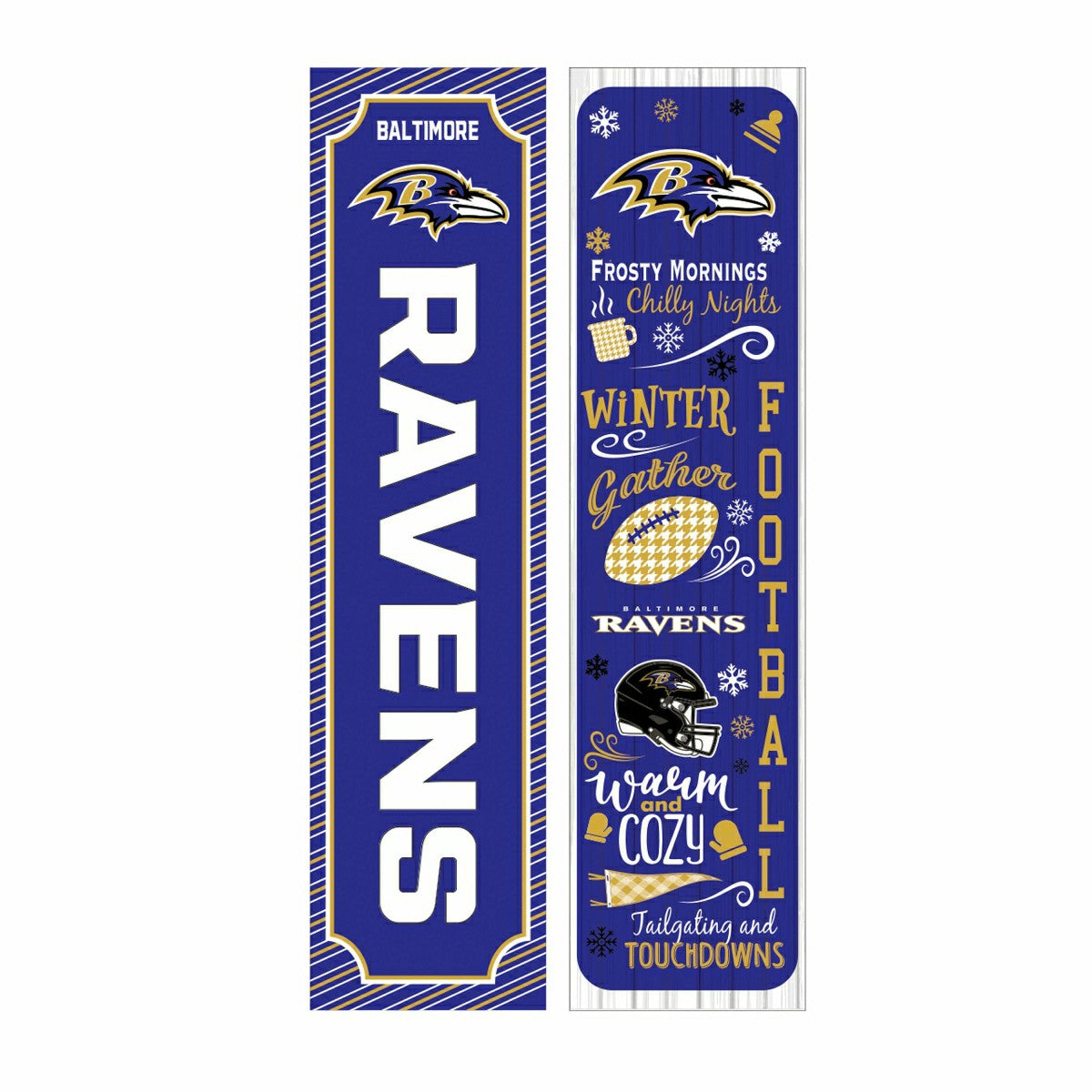 46" Double Sided Leaner, Baltimore Ravens, Winter Seasonal