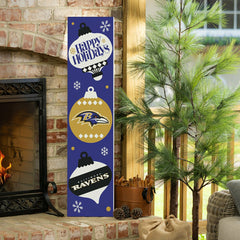 47" Double Sided Leaner, Baltimore Ravens, Christmas