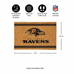 Baltimore Ravens Large One Color Coir Mat, 36"x24"