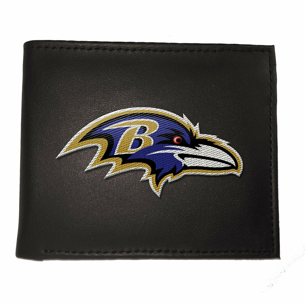 Baltimore Ravens Black Bi-Fold Embroidered Wallet w/ RFID Blocking