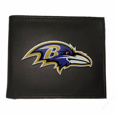 Baltimore Ravens Black Bi-Fold Embroidered Wallet w/ RFID Blocking