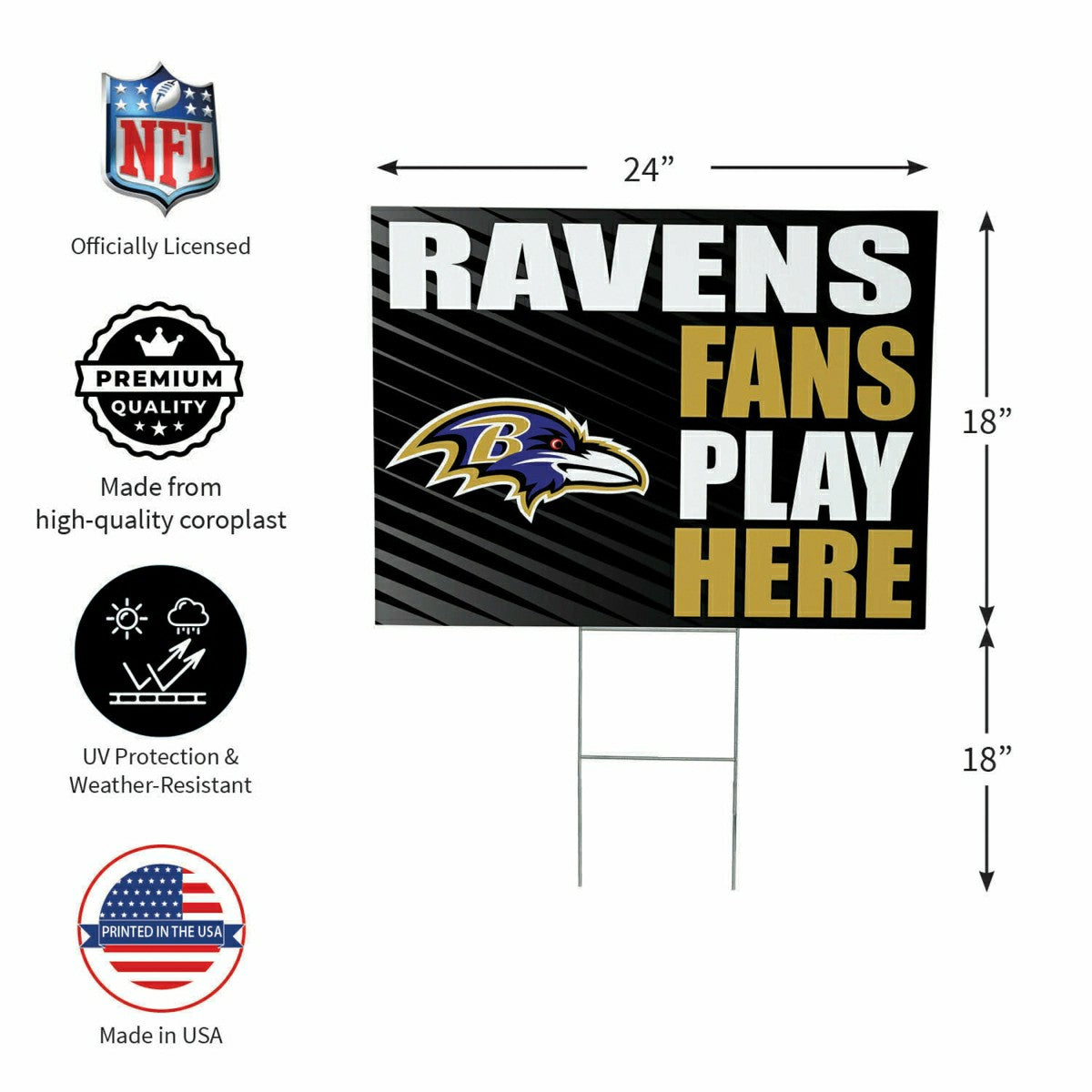 Baltimore Ravens Coroplast Yard Sign "Fans Play Here"