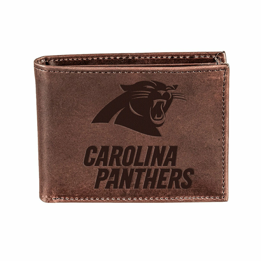 Carolina Panthers, Bi-Fold Wallet, Brown, CH, 100% Genuine Leather