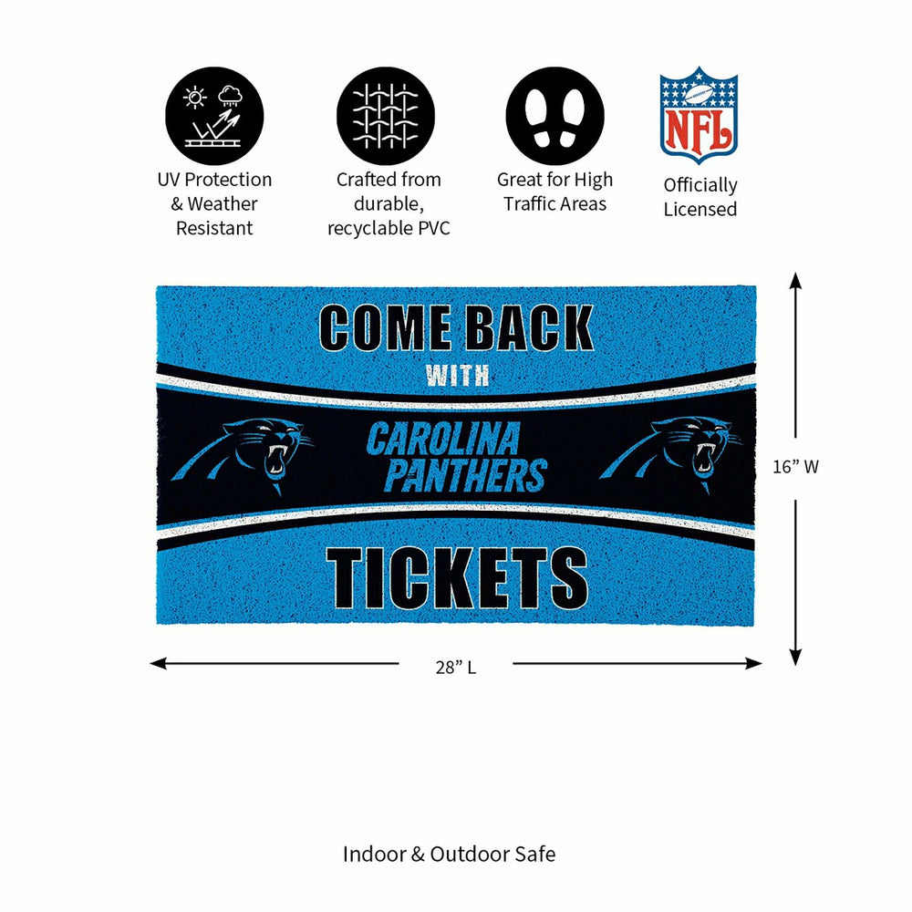 28" x 16" PVC Trapper Mat, Come Back with Tickets, Carolina Panthers