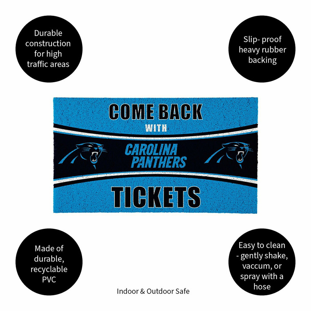 28" x 16" PVC Trapper Mat, Come Back with Tickets, Carolina Panthers