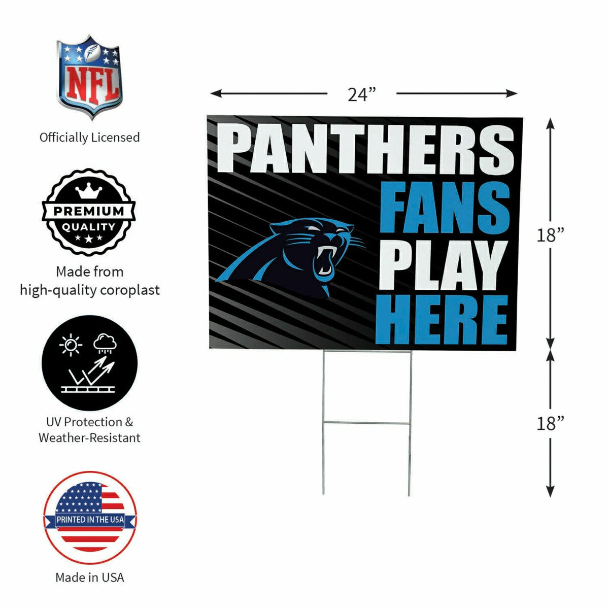 Carolina Panthers Coroplast Yard Sign "Fans Play Here"