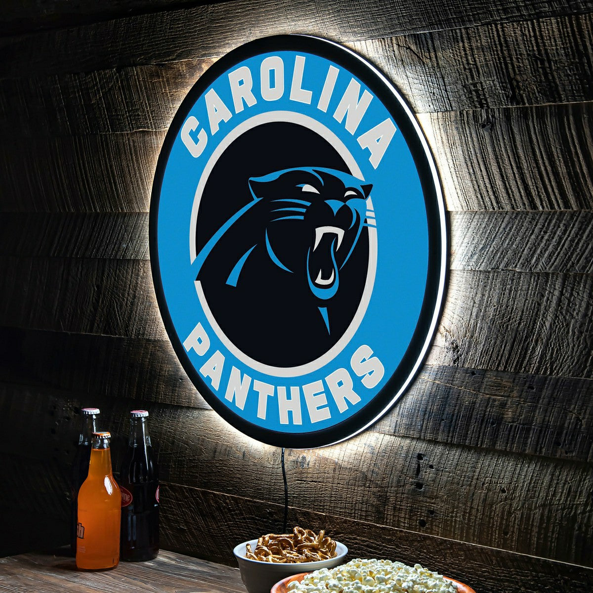 LED Wall Decor, Round, Carolina Panthers